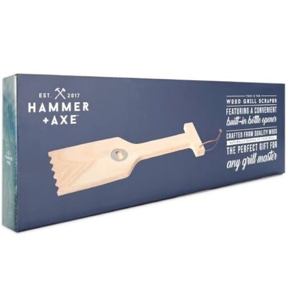Wood Grill Scraper with Built-in Bottle Opener Hammer + Axe New In Box - Picture 7 of 7